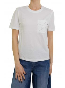 Maglia con tasca con fiori brillantinati Only